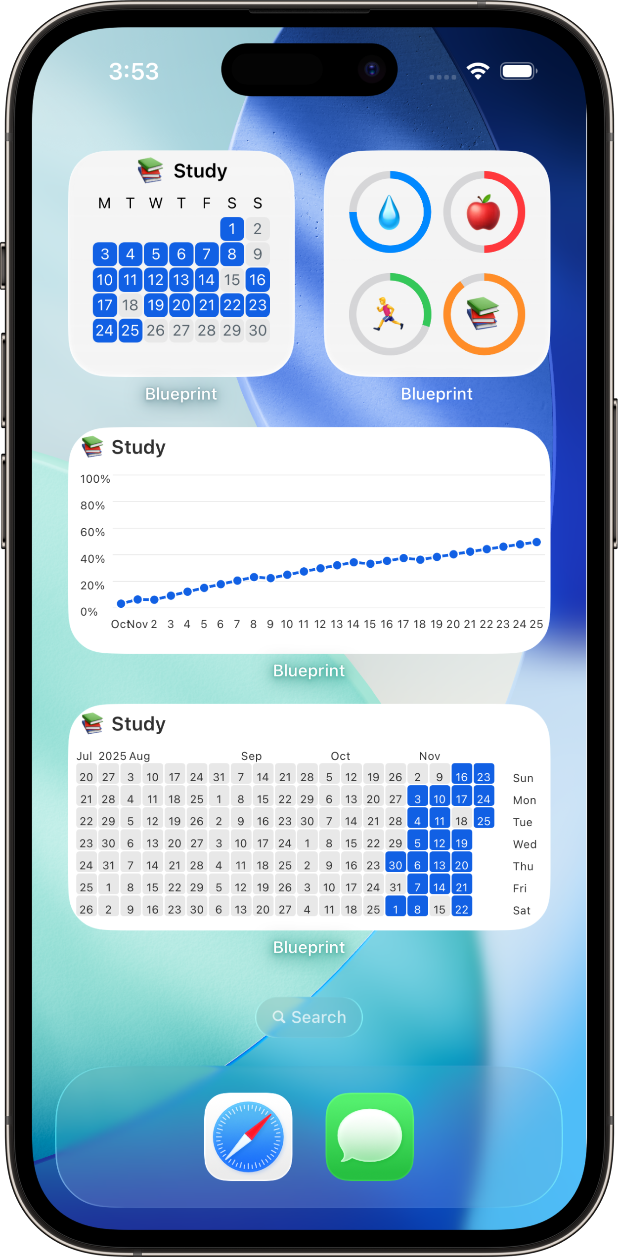 Blueprint app - Habits at a Glance